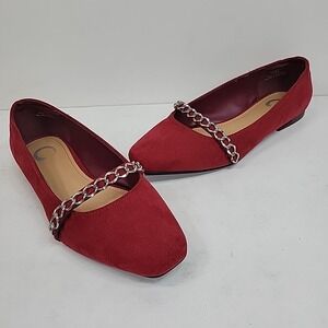 Circus by Sam Edelman Red Mary Jane Flats Chain Strap Womens Sz 6 Ballet Flats